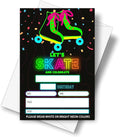 DETIHO 4" x 6" Glow Roller Skating Birthday Party Invitation Cards With Envelopes - Let's Skate and Celebrate - NEON Glow in the Dark Skate Party Invitation - 20 Sets - E13