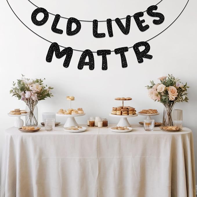 GAGAKU Pre-Strung Old Lifes Matter Banner - Retirement Party Decorations 80th 70th 60th 50t for Men Women Ready to Hang Senior Citizen Awareness Flag Indoor/Outdoor