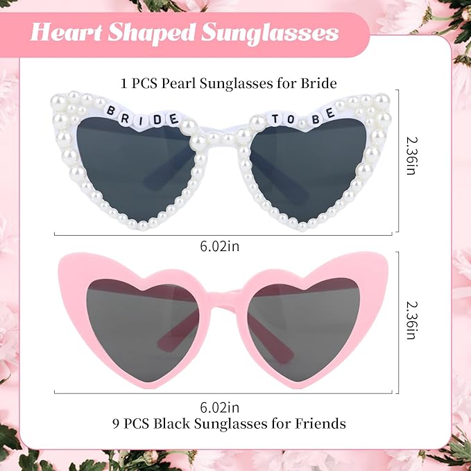 10 PCS Bride to Be Sunglasses Bachelorette Sunglasses Bulk for Bride Bridesmaids Bachelorette Party Gifts
