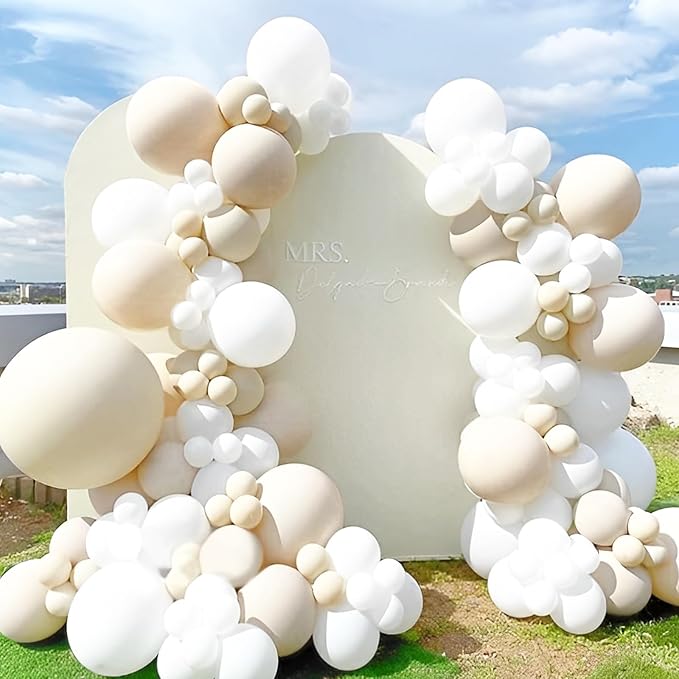 White Sand Balloons, 66pack 12inch Sand White Latex Party Balloons for Wedding, Bridal, Baby Shower, Birthday, Graduation, Anniversary, Bachelorette, Engagement Party Decorations
