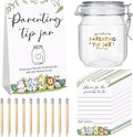 Roowest Baby Shower to Baby Advice Cards for New Parents to Be - Tip Jar Sign for New Parents 60 Parenting Advice Cards 10 HB Pencils 2 Cute Stickers 1 Pet Bottle for Guests Games(Animal)