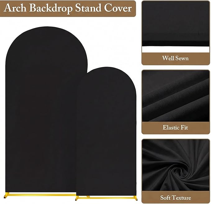 Metal Arch Backdrop Stand and Cover Set, 8FT, 6.6FT Party Backdrop, Easy to Assemble, Backdrop Stand for Parties, Birthday, Baby Shower