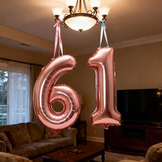 40 Inch Large Foil Helium Number Balloon Birthday Wedding Party 0-9 (Rose Gold, 5)