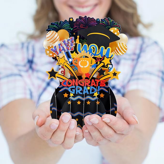 FaCraft Pop Up Graduation Card 2026 - Yay You Did It 7.8x5.5 3D Honeycomb Centerpiece Happy Graduation Greeting Cards with Golden Envelope & Seal, Congrats Grad Card for High School College PHD Master