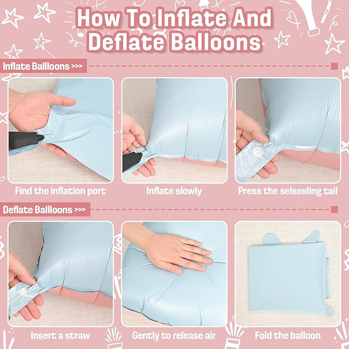 Pink and Blue Square Foil Balloons Wall, 25PCS Double Sided Pastel Cream Pink Blue Balloons Tunnel Arch Kit Backdrop for Boy or Girl Gender Reveal Decorations Birthday Party Baby Shower Decorations