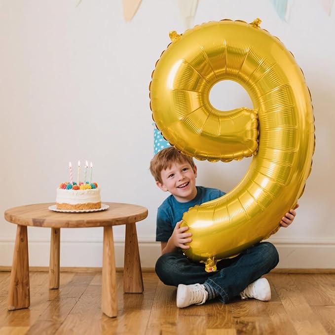 40 Inch Gold Balloon Number 9,Jumbo Mylar Foil Helium Balloon for 9 19th 29th 39th 90th 99th Digital Balloons for Birthday Party,Wedding Anniversary Party Decorations