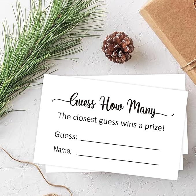KONKAVA Guess How Many Game Cards, (50 Cards) Baby Shower Game Cards (Minimalist) 3.5" x 2"
