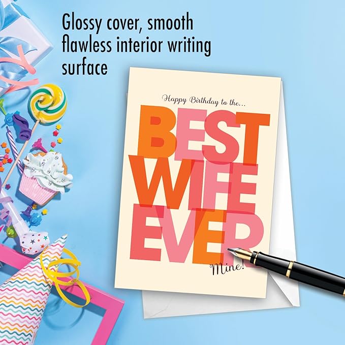 NobleWorks - 1 Sassy Happy Birthday Card Funny - Hilarious Grown-Up Card for Women, Wife, Stationery Humor - Best Wife Ever C7350BDG