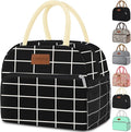 Coobiiya Lunch Bag Women, Lunch Box for Women Adult Men, Small Leakproof Cute Lunch Tote Large Capacity Reusable Insulated Cooler Lunch Container for Work/Office/Picnic/Travel-Black Plaid