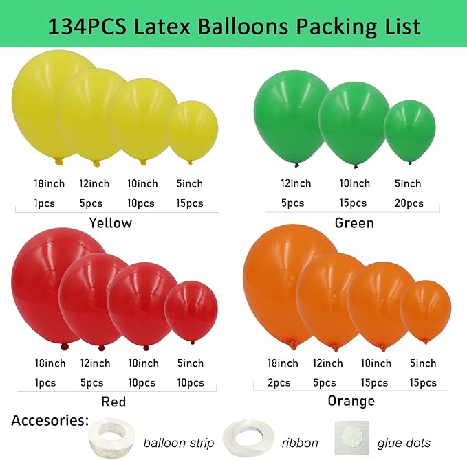 Fruit Vegetable Party Decorations 141pcs Red Green Yellow Orange Balloon Arch Garland Kit Vegetable Fruit Balloons for Hey Bear themed Party Tutti Frutti Birthday Baby Shower