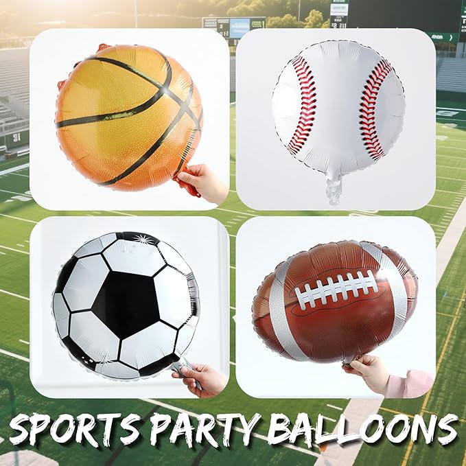 Sports Balloon Arch Kit,154Pcs Colorful Balloon Garland with Football,Basketball,Soccer,Baseball Foil Balloons for Ball Games Day Theme Baby Shower Rugby All Sports Birthday Party Decorations
