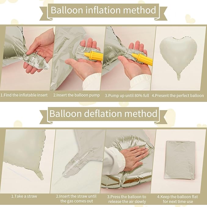 Cream Heart Balloons, 10PCS Cream White Foil Heart Shape Balloons, 18inch Beige Foil Valentine Balloons for Helium Nude Neutral Love Balloon for Valentines Day, White Wedding, Brithday Decorations