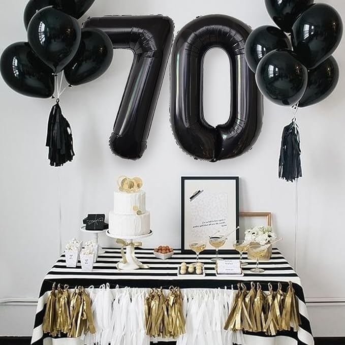 Number Balloons Black Party Balloon - Giant Number 10 Balloon, 40 Inch Large Balloon for Birthday Decorations, Black Party Supplies for Men Women