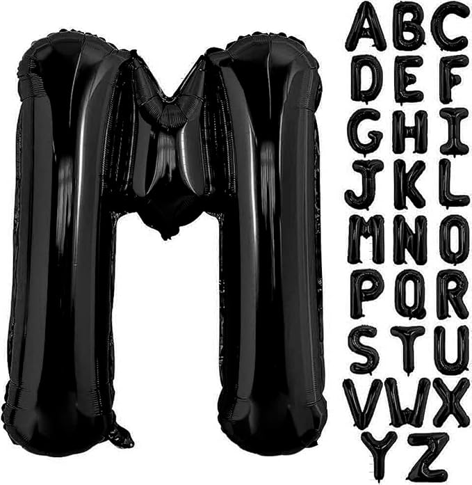 Black Letter M Balloons, 40 Inch Alphabet M Letter Balloons Foil Mylar Big Letter Balloons for Birthday Party Anniversary New Year Graduation Wedding Decorations