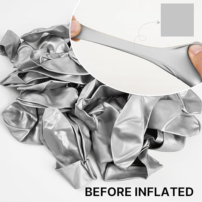 PartyWoo Metallic Silver Balloons, 50 pcs 12 Inch Silver Metallic Balloons, Silver Balloons for Balloon Garland or Arch as Wedding Decorations, Birthday Decorations, Party Decorations, Silver-G102