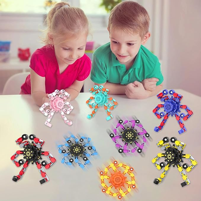 Transformable Fidget Spinners,Funny Stress Relief Sensory Fidget Toys,Deformable Chain DIY Robot Fingertip Gyros Toys Party Favors Easter Basket Stuffers for Kids and Adults (36PC)