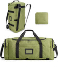 BAGSAMRT 60L Foldable Duffle Bag for Travel, Large Travel Duffel Bag for Men, 4 in 1 Travel Backpack, Carry on Weekender Bag, Army Green