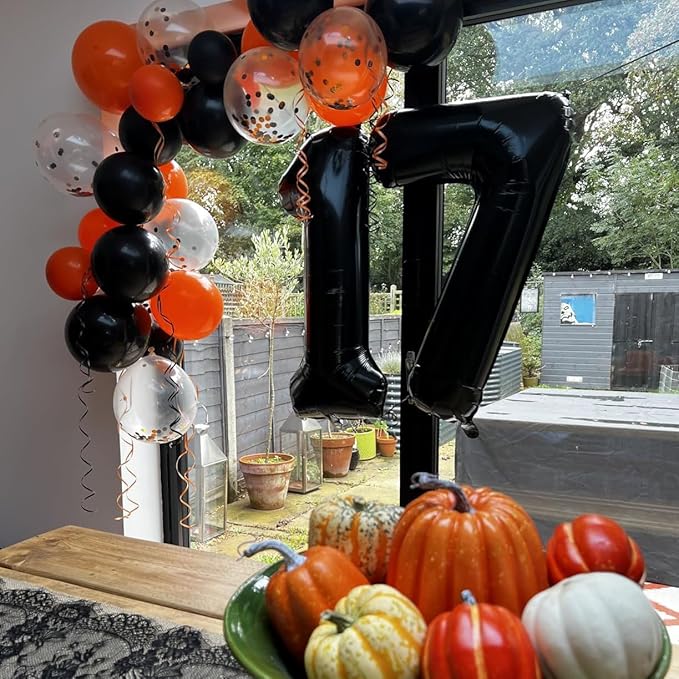 40 Inch Black Number Balloon 7, Large Number Foil Balloons Mylar for Girl Boy Birthday Party Celebration Decorations Supplies, Digital Balloons for Wedding Anniversary Events Decorations