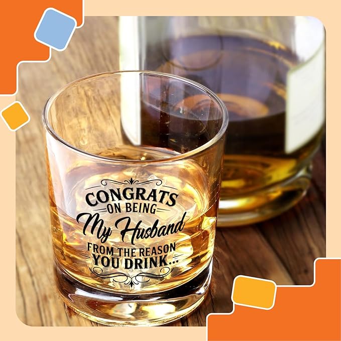 NewEleven Valentines Gifts For Husband - Husband Anniversary, Birthday Gift, Meaningful Gift For Him - Funny Gifts, Whiskey Present For Husbands From Wife, Her - Whiskey Glass