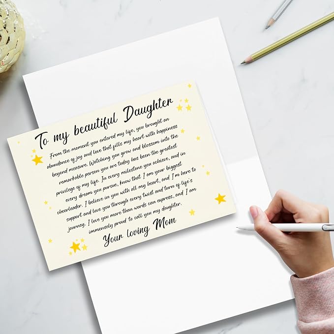 Happy Birthday Card for Daughter, Daughter Birthday Card from Mom, Birthday Gifts From a Loving Mom To Her Beautiful Gril, Decorations for Grils