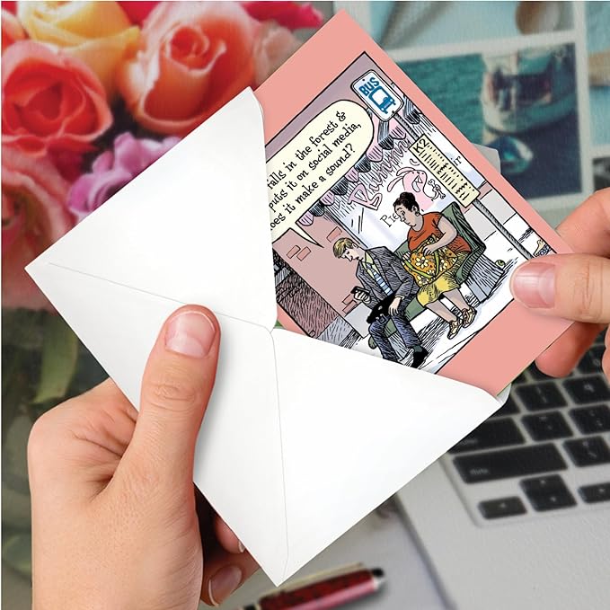 NobleWorks - 1 Funny Cartoon Birthday Greeting Card - Comic Humor, Happy Birthdays Celebration Card - Tree in Forest C9290BDG