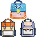 PABCK 30 Pack Plastic Gift Bags Cartoon Goodie Bags 9.45x11.02 inch Backpack-shaped Candy Packaging Bag with Handle Resealable Treats Birthday Party Favor Stand Up (10 Blue,10 Purple and 10 Orange)