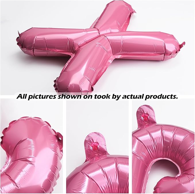 [85 PCS] 16" Pink Letter Number Balloons, Happy Birthday & 2 Sets of A-Z 0-9, Foil Mylar Aluminum Hanging Alphabet for Graduation New Year eve Birthday Party Decorations