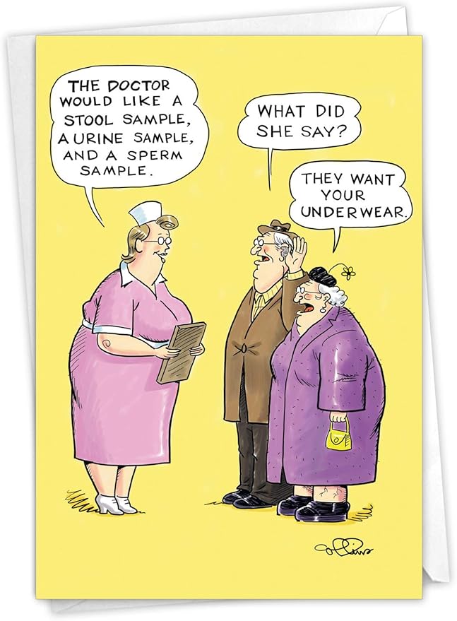 NobleWorks Funny Birthday Paper Card with 5 x 7 Inch Envelope (1 Card) Bday Want Underwear Collins Birthday Cartoon 4760Z
