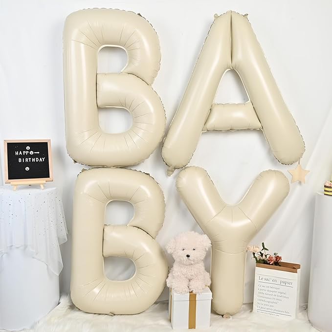 Cream T Letter Balloons,40 Inch Letter T Balloon Beige,Helium Custom Letter Balloon for Birthday Anniversary Party Decorations