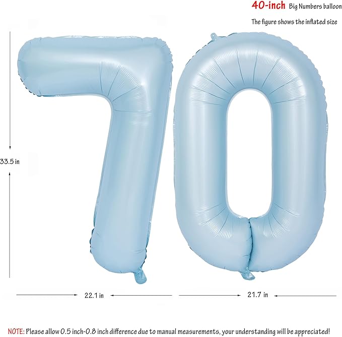 40 In Matte Blue Number Balloons Helium Foil Mylar Balloon Birthday Party banquet Decoration Digital 70