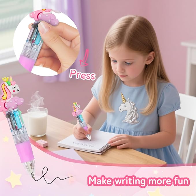 CZWZ 30Pcs Mini Multicolor Pens in One 4-in-1 Cute Pens Bulk, Ballpoint Pen for Birthdays and Parties, Fun Gifts Assorted Ink Kawaii Pen
