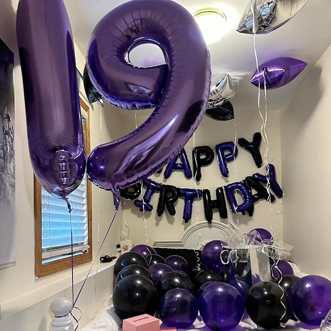 40 Inch Purple Number 19 Digital Balloon,Jumbo Mylar Foil Helium Balloon for 19 Balloons for Birthday Party,Wedding Anniversary Party Decorations