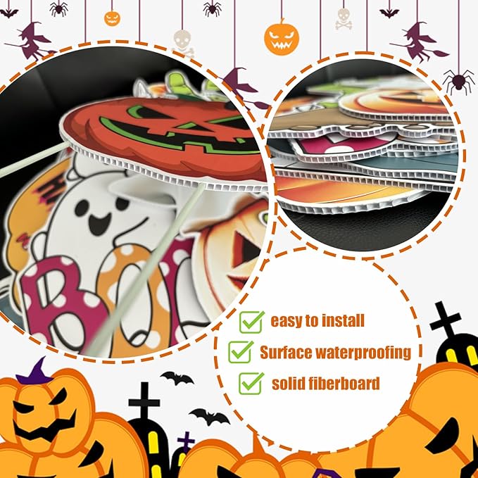 8 PCS Cute Halloween Decorations Outdoor Yard Signs,Large Yard Stakes Signs Pumpkin Ghost,Tombstone, Skeleton, Hand, Halloween Lawn Decoration for Family Friendly Kids Home Party