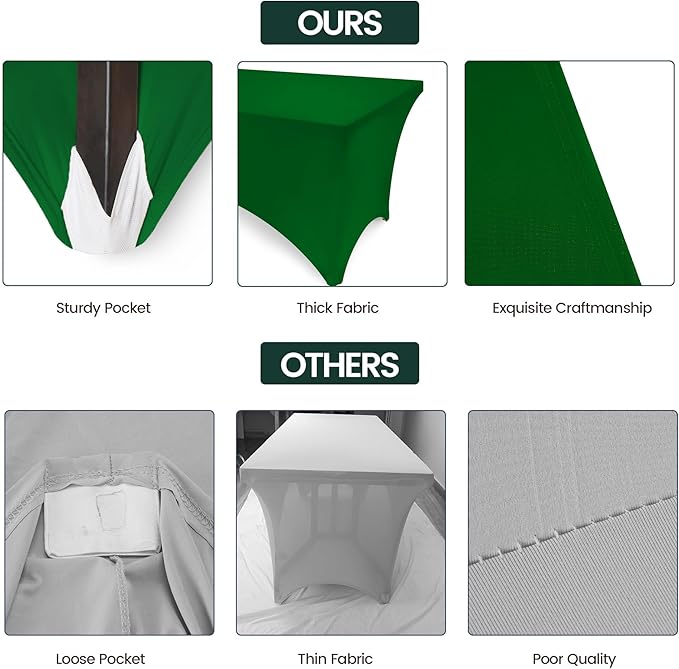 Utopia Kitchen Spandex Tablecloth 1 Pack[6FT, Emerald Green] Tight, Fitted, Washable and Wrinkle Resistant Stretch Rectangular Patio Table Cover for Event, Wedding, Banquet & Parties[72Lx30Wx30H Inch]
