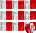 3 Pack 10 Feet Red Silver Foil Fringe Garland Metallic Tinsel Streamers Banner Wall Hanging Curtain Backdrop for Parade Floats, Christmas Day, Thanksgiving, Birthday Party Decorations