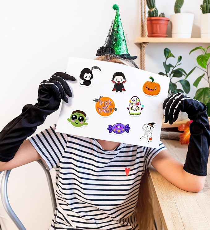 Halloween Party Favors, Halloween Stickers, 100 PCS Non Repeating Vinyl Waterproof Stickers for Teens, Hall-oween Decorations Games Treats Classroom Crafts Gifts Party Supplies