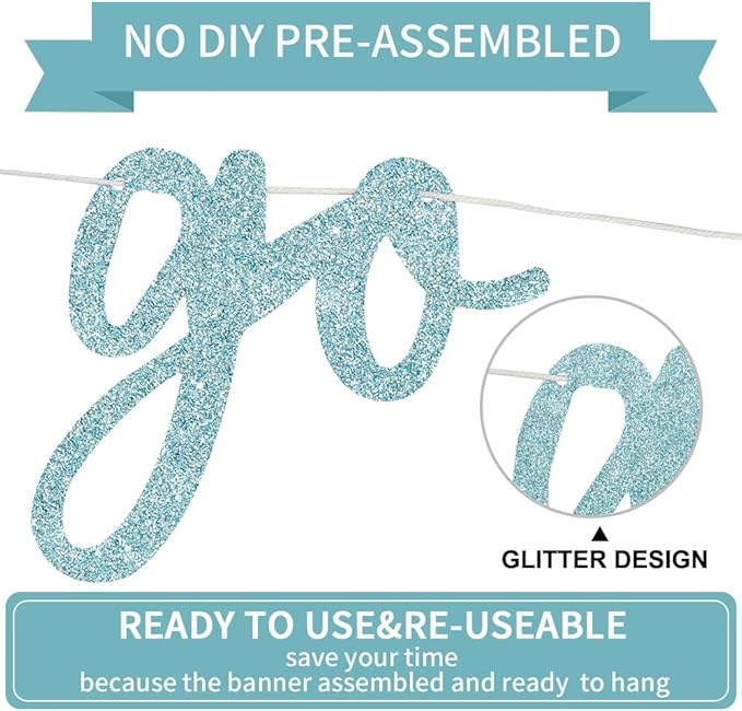 BEISHIDA Go Shawty It's Your Birthday Banner NO DIY Hip Hop Theme Happy Birthday Banner Pre-Strung Rap Theme Happy Birthday Sign for Man Women birthday Party Supply Glitter Light Blue