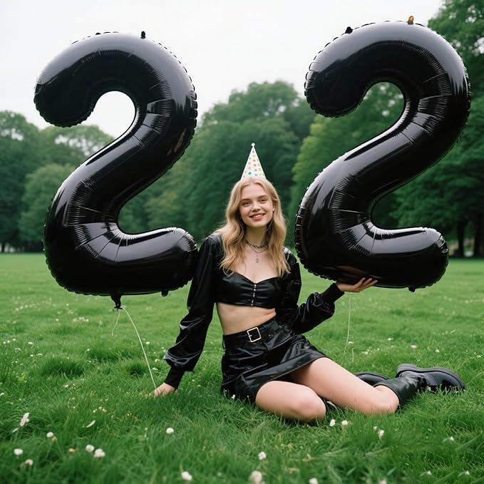 40 Inch Black Number 2 Balloon Jumbo Giant Happy 2th 12th 20th 21st Birthday Party Decorations for Boy or Girl Huge Mylar Anniversary Party Supplies