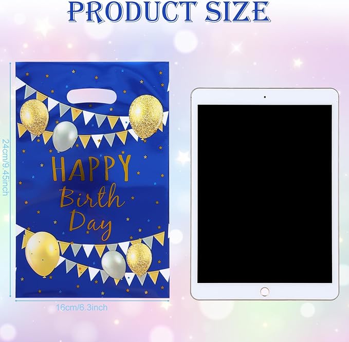 Agaommio 40pcs Party Favor Bags for Kids Birthday Goodies Bags, Christmas Gift Bag Plastic Gift Bags for Kids Girls Boys Candy Birthday Party Favor Gift Wraps (40pcs balloon pattern 4colors)