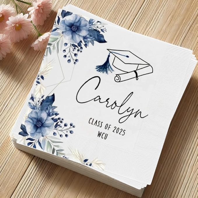 Personalized Graduation Party Disposable Napkins, Custom Grad Party Decor, Class Of 2025, Congratulations Grad, Gifts For Graduations Parties Style 2