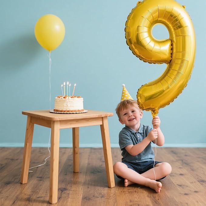 40 Inch Gold Balloon Number 9,Jumbo Mylar Foil Helium Balloon for 9 19th 29th 39th 90th 99th Digital Balloons for Birthday Party,Wedding Anniversary Party Decorations
