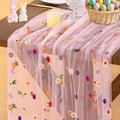 Socomi Pink Embroidery Daisy Spring Easter Floral Wildflower Tulle Gauze CheeseclothTable Runners for Wedding Party Baby Shower Birthday Holiday Picnic Home Decor 1pc