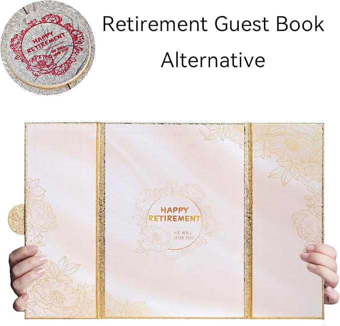 Retirement Party Decorations, Happy Retirement Guest Book Alternative, Farewell Gifts for Women Men, Farewell Party Supplies Going Away Gifts for Office Coworker (Gold)