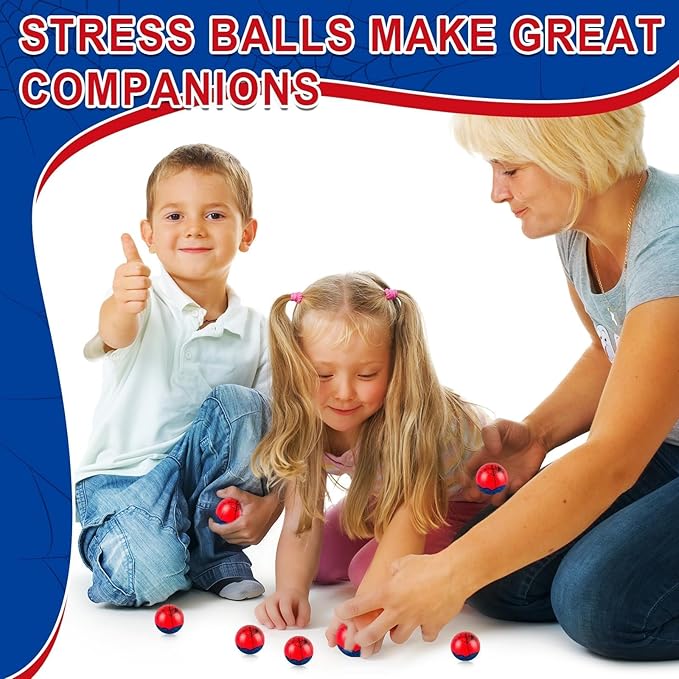 24 Pcs Spider Party Favors Stress Balls,1.57" Fidget Sensory Toys for Kids Birthday Decorations, Goodie Bag Stuffers, Carnival Gifts, Classroom Prizes & Valentines Gifts