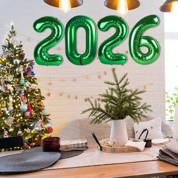 Number 2026 Balloons, 40 Inch Number Balloons, Dark Green New Years Decorations, 2026 Balloon for Graduation Happy New Year and 2 6 20 26 Birthday Parties