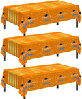 Childom 3 Pack Graduation Tablecloth,Graduation Decorations Class of 2026 Graduation Party Decorations,54"x108" Orange and Gold Plastic Table Cloth Disposable Rectangle for Home,School,Party Supplies