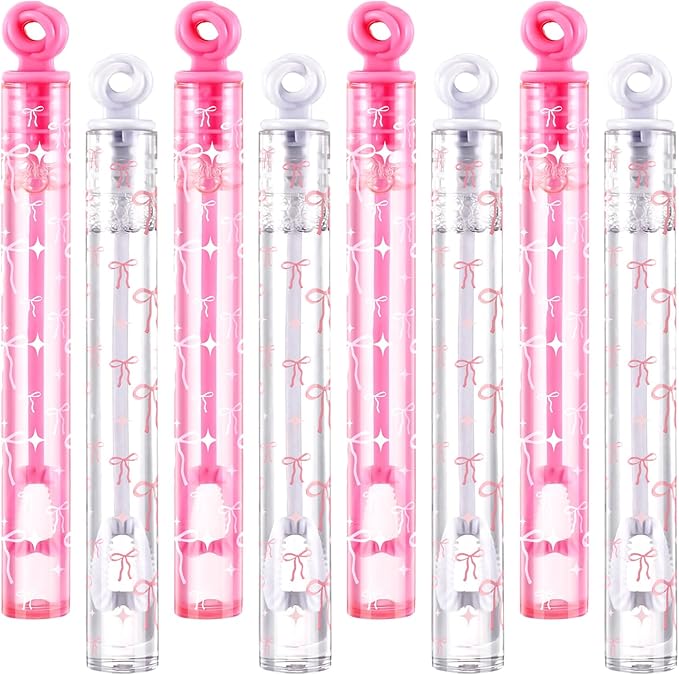 32 Pcs Pink Bow Bubble Wands Cute Bubbles Party Favors for Adult Summer Activity Birthday Party Goodie Bag Stuffers Gifts Wedding Supplies
