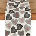 Artoid Mode Black Ture Love Heart Valentine's Table Runner, Seasonal Kitchen Dining Table Decoration for Home Party Decor 13x72 Inch