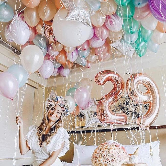 Juland Rose Gold Number Balloons Large Foil Mylar Balloons 40 Inch Giant Jumbo Number Balloons for Birthday Party Decorations 29