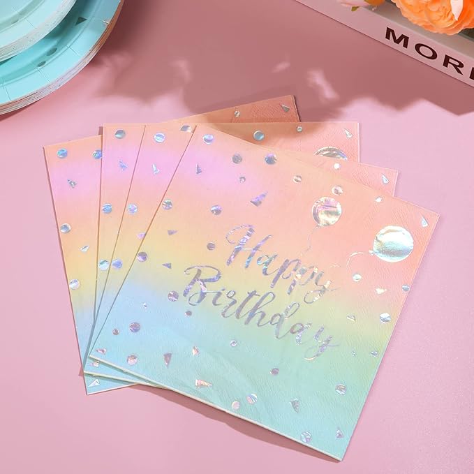 200 PCS Pastel Rainbow Party Decorations,Birthday Plates and Napkins Party Supplies, Rainbow Birthday Plates-Pastel Party Plates Napkins Cups for Kids Girls Birthday Baby Shower